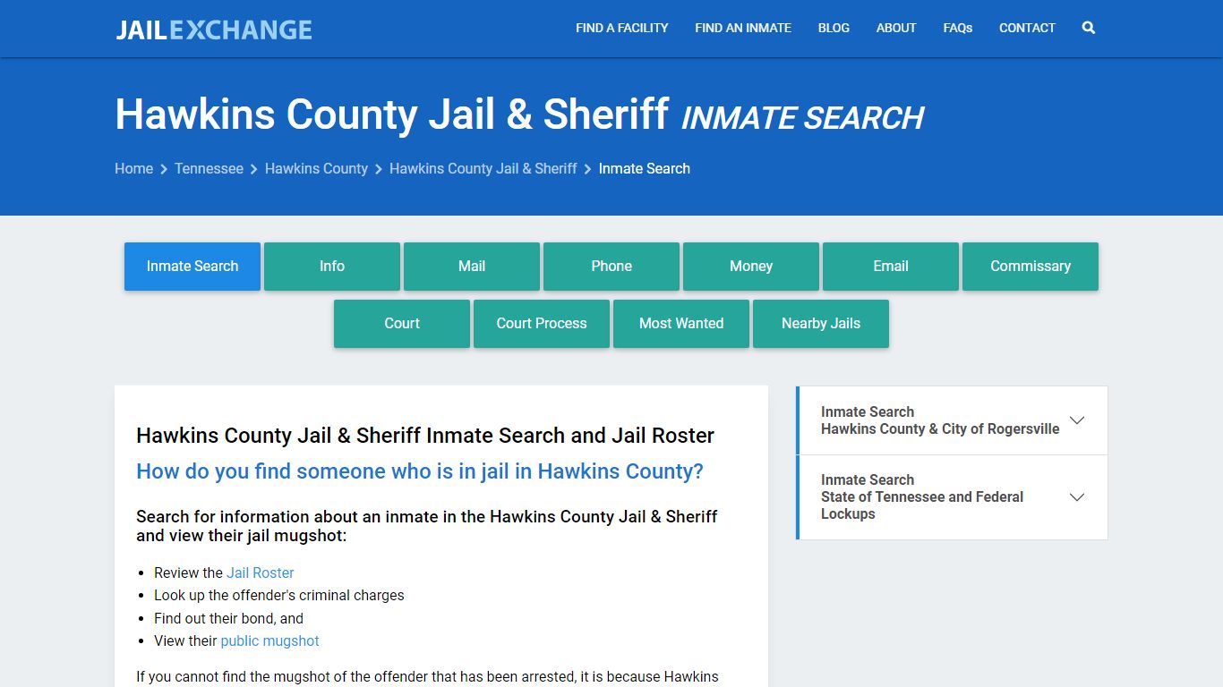 Hawkins County Jail & Sheriff Inmate Search - Jail Exchange