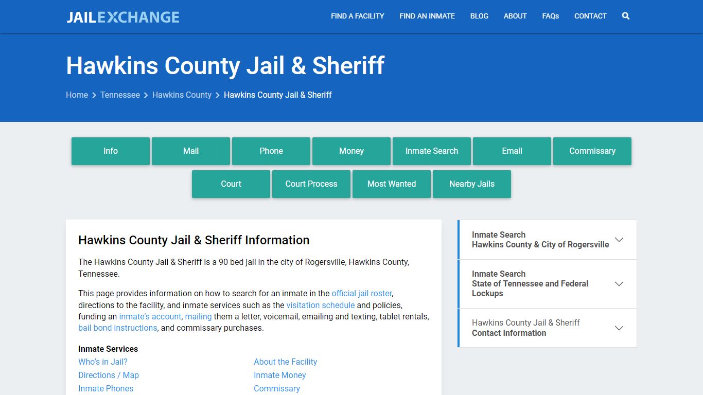 Hawkins County Jail & Sheriff, TN Inmate Search, Information