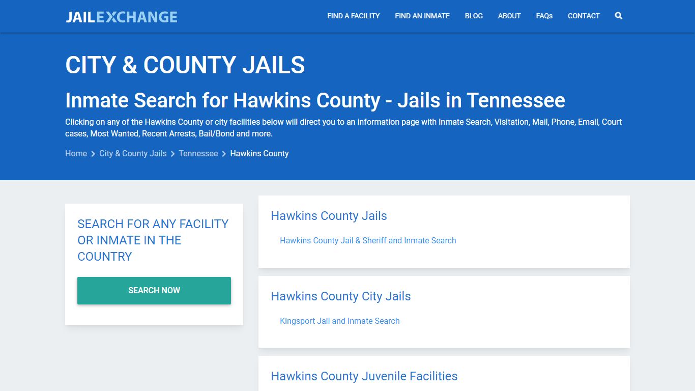 Inmate Search for Hawkins County | Jails in Tennessee - Jail Exchange