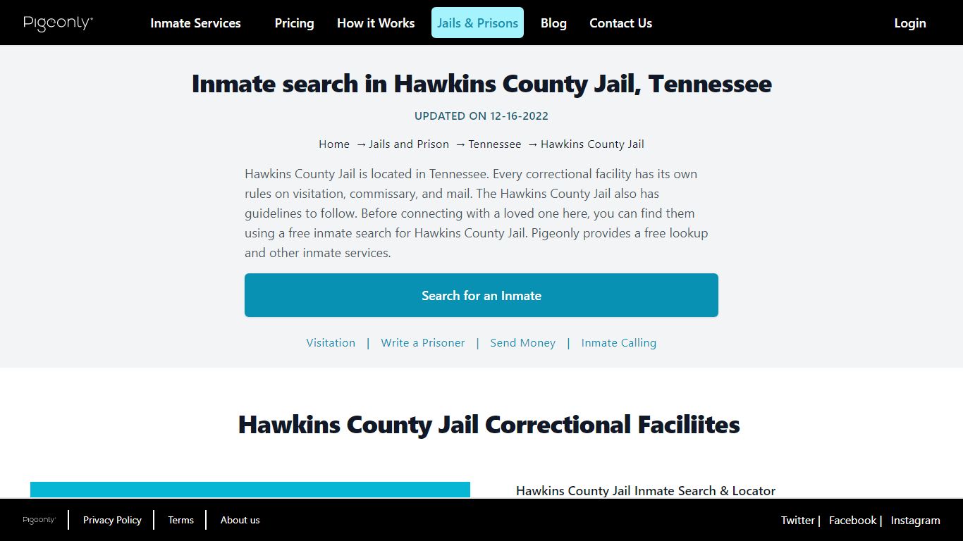 Inmate Search Hawkins County Jail, Tennessee | Pigeonly
